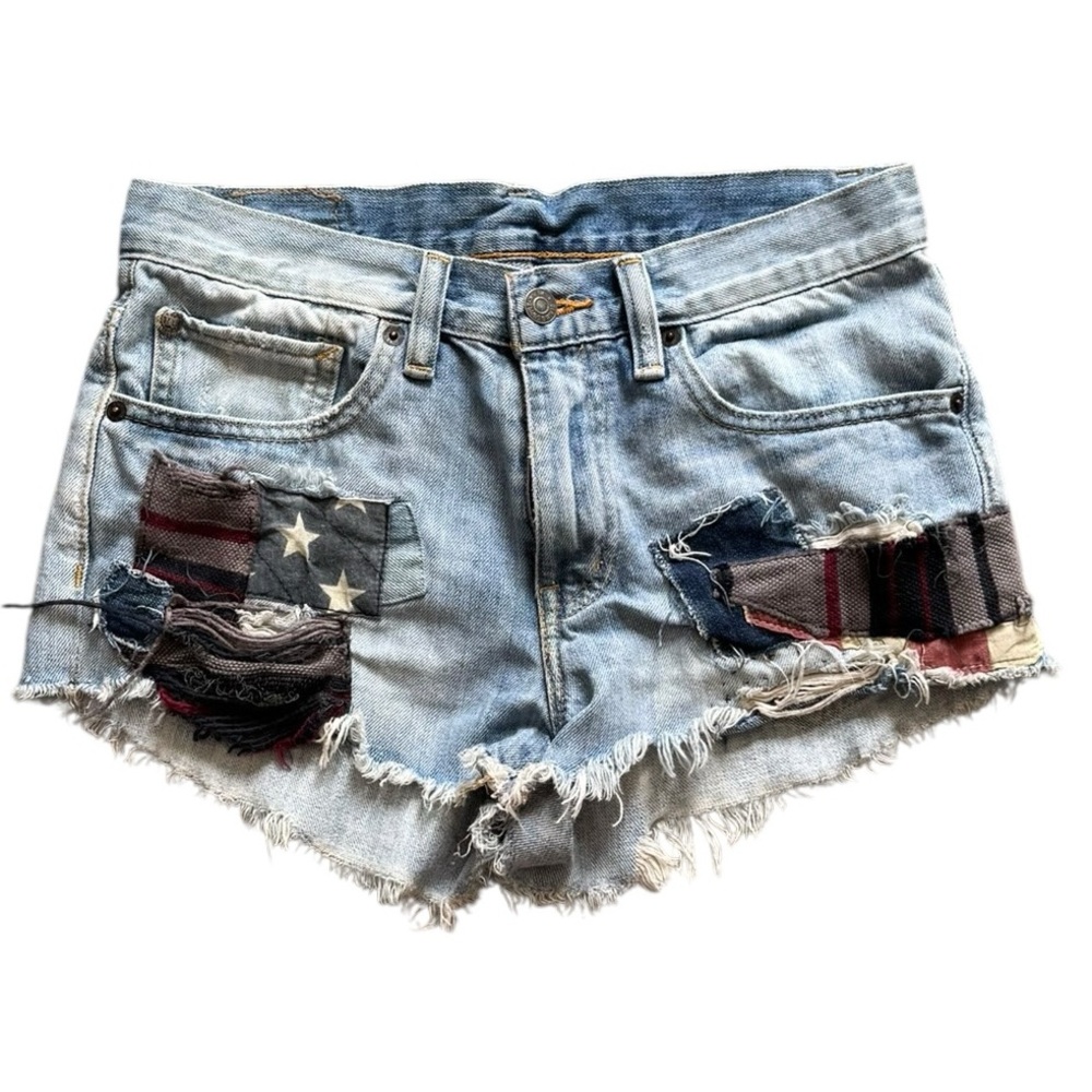 Ralph Lauren Denim & Supply Denim Jean Shorts Flag Patchwork sz 26
